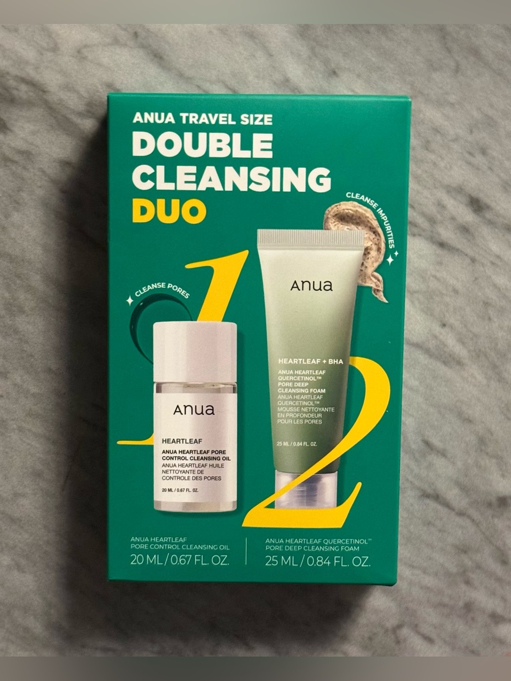 Anua Double Cleansing Duo Set Cleansing Oil, Cleansing Foam Heartleaf NEW IN BOX